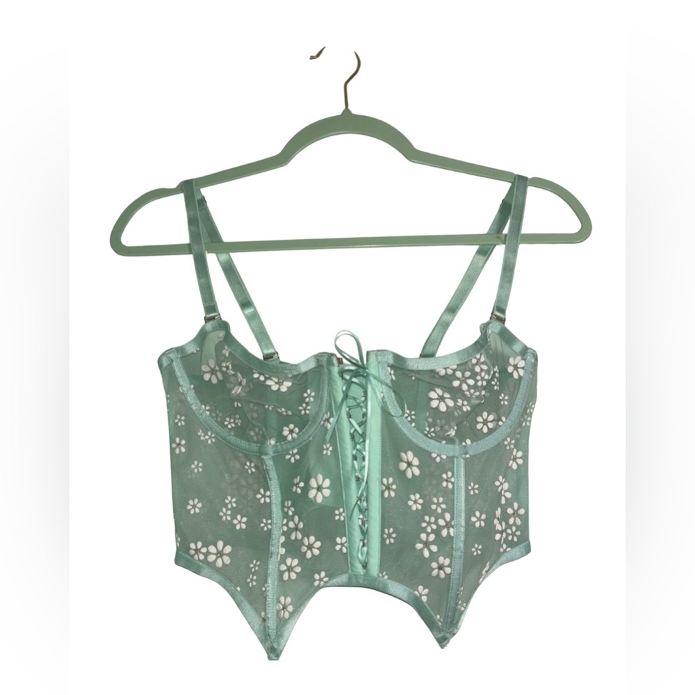 Savage X Fenty Mint Daisy Corset Top — Size A/B Cup